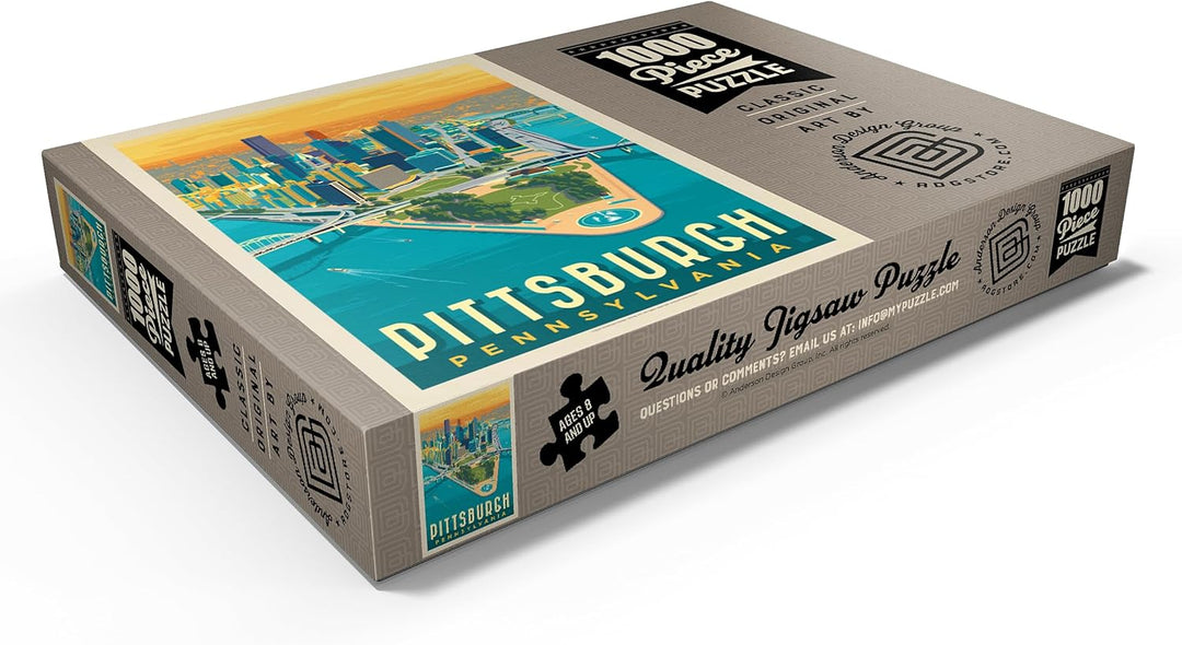 Pittsburgh, PA: Ansicht aus der Vogelperspektive, Vintage Poster - Premium 1000 Teile Puzzle - MyPuz