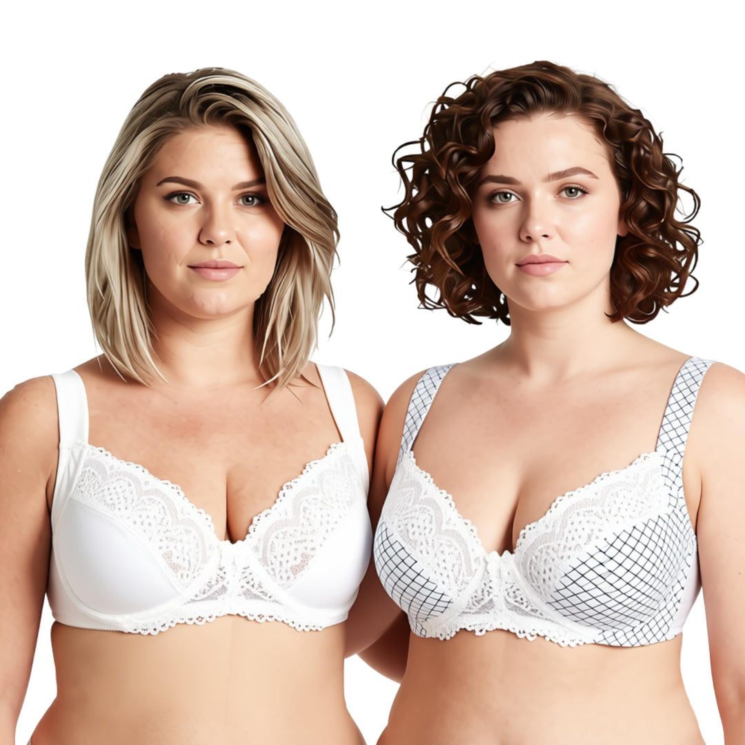 Curve Muse Übergrösse Ungefüttert Bügel Spitzen-BH mit gepolsterten Schultergurten-2er Pack 75B Elfe