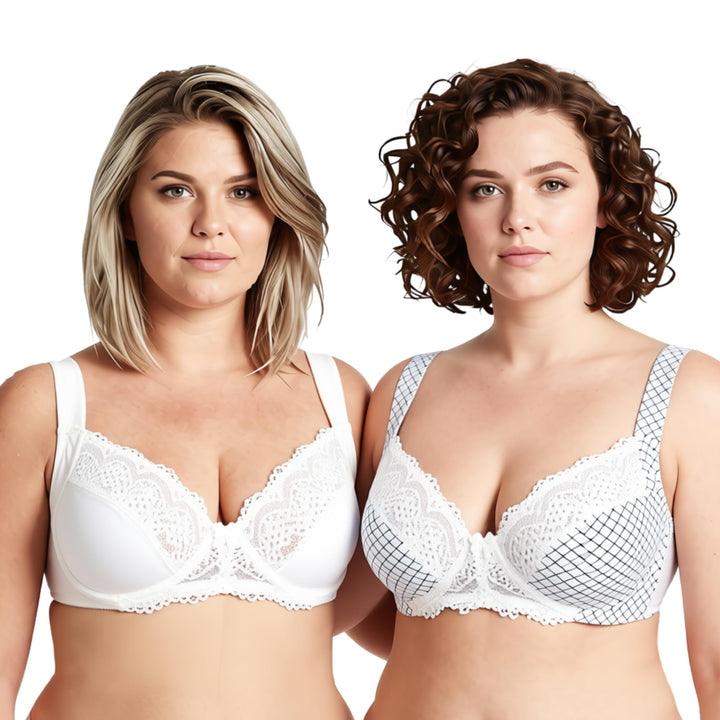 Curve Muse Übergrösse Ungefüttert Bügel Spitzen-BH mit gepolsterten Schultergurten-2er Pack 75B Elfe