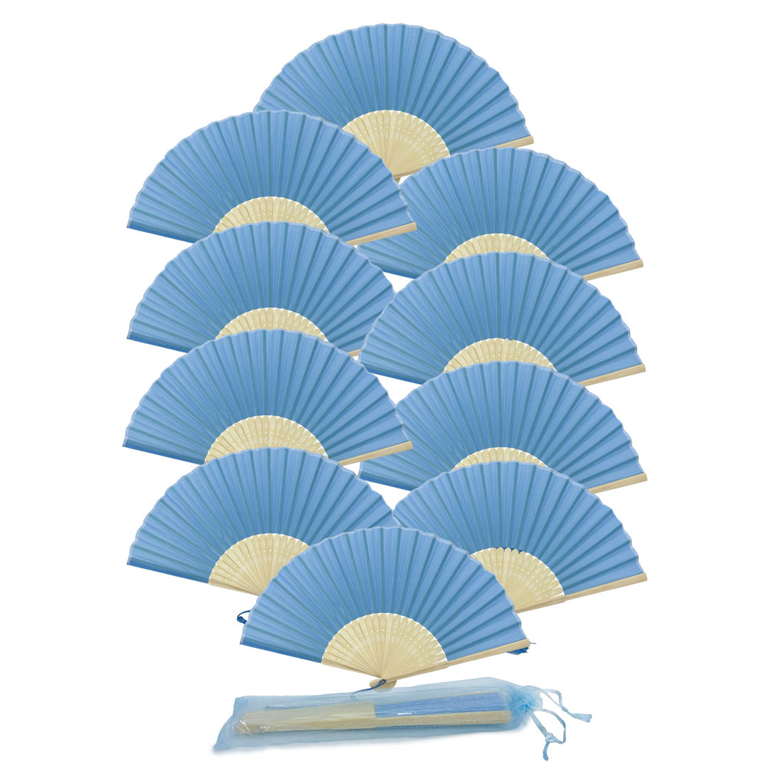 FANSOF.FANS 10 Stück Stofffächer mit einer Quaste Grade A Bambus Rippen Party Favor Handheld Fan (Tr