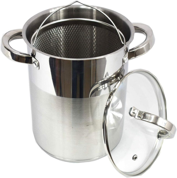 Spargeltopf mit Korb und Glasdeckel Spargel Nudeln Induktion 4.2L 16cm BRUNBESTE BB-2143