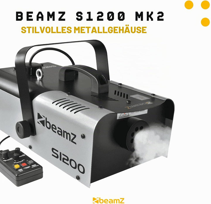BeamZ S1200 MKII Nebelmaschine 1200 Watt, Fogger, Party Rauchmaschine, Fog Machine mit Intervall, Ti