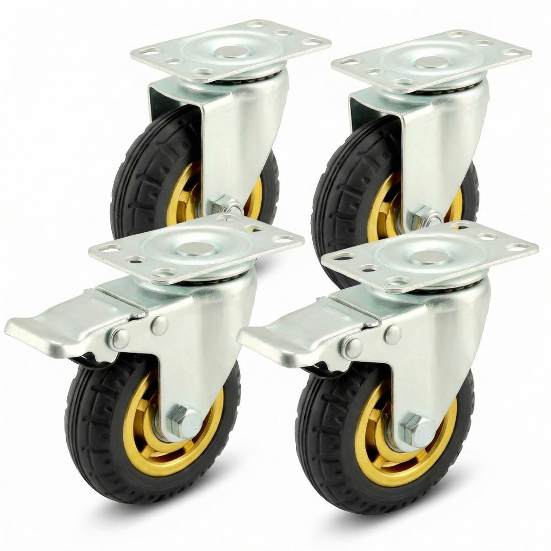 QWORK® 4 Stück 100mm schwerlastrollen - bis 70 kg pro rolle - stossdämpfung lenkrollen für möbeltran
