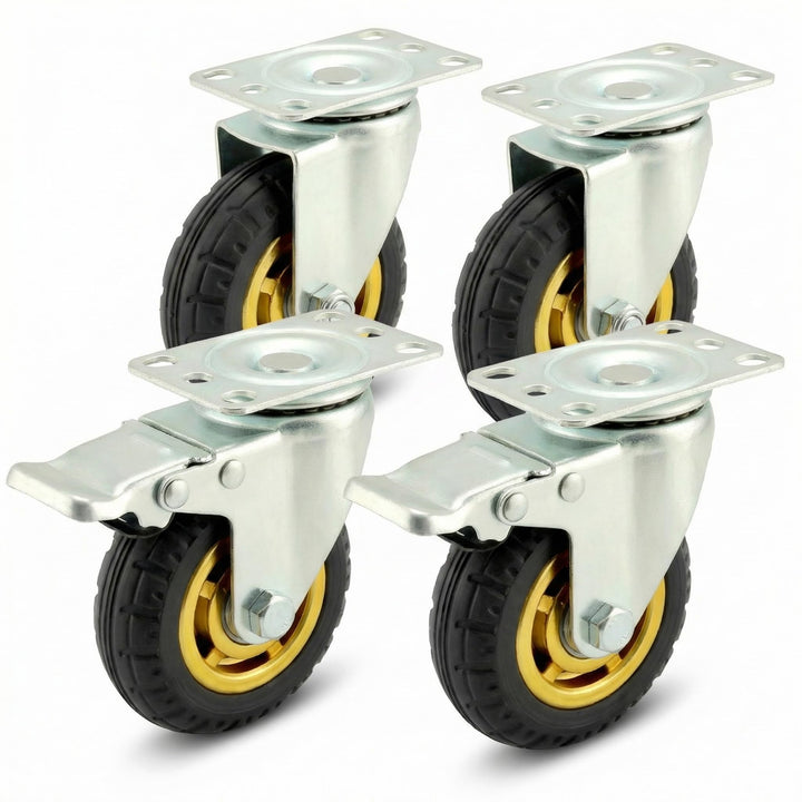 QWORK® 4 Stück 100mm schwerlastrollen - bis 70 kg pro rolle - stossdämpfung lenkrollen für möbeltran