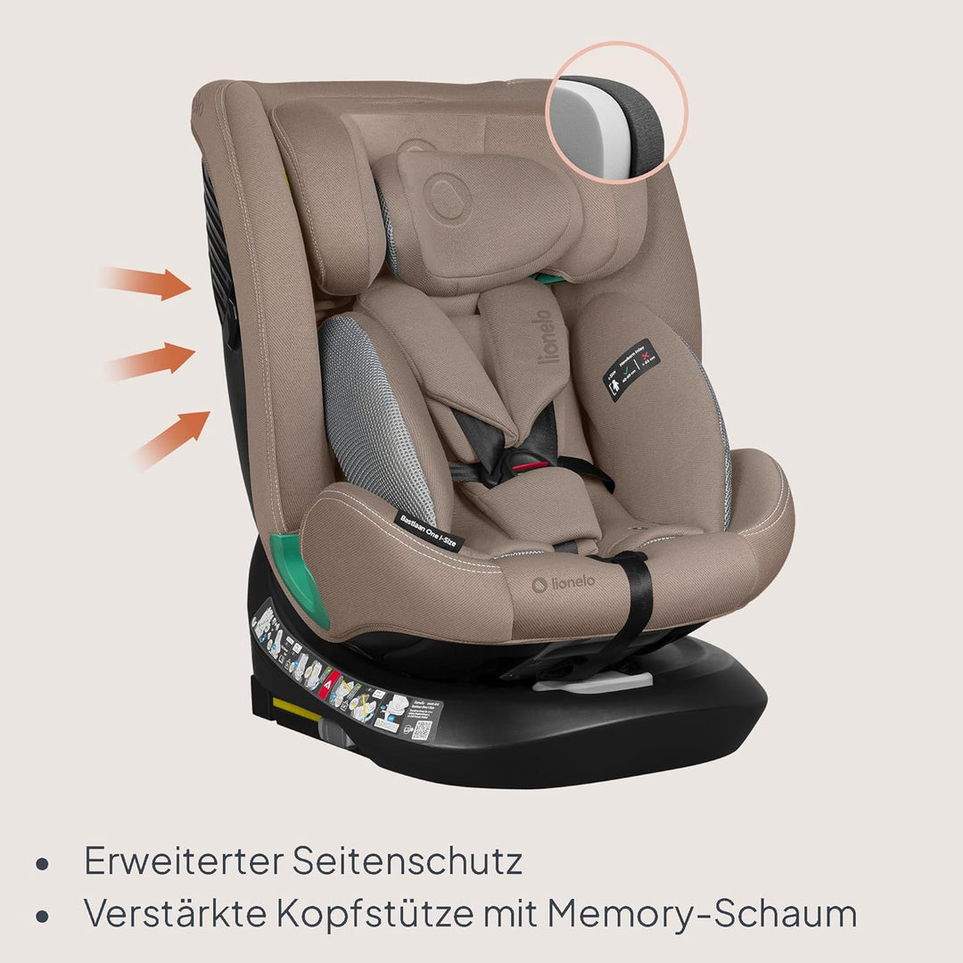 Lionelo Bastiaan i-Size One 360o drehbarer Autositz für Kinder von 40-150 cm, Montage in Fahrtrichtu