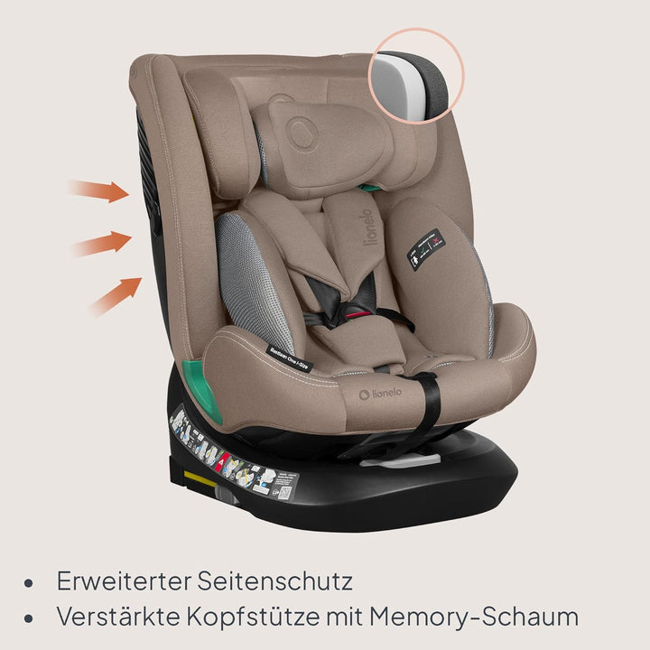 Lionelo Bastiaan i-Size One 360o drehbarer Autositz für Kinder von 40-150 cm, Montage in Fahrtrichtu