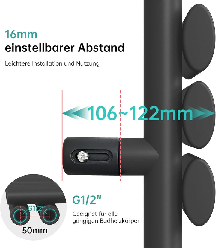 EMKE Oval Badheizkörper Handtuchhalter 1740x600 mm, Handtuchheizkörper Seitenanschluss Handtuchwärme