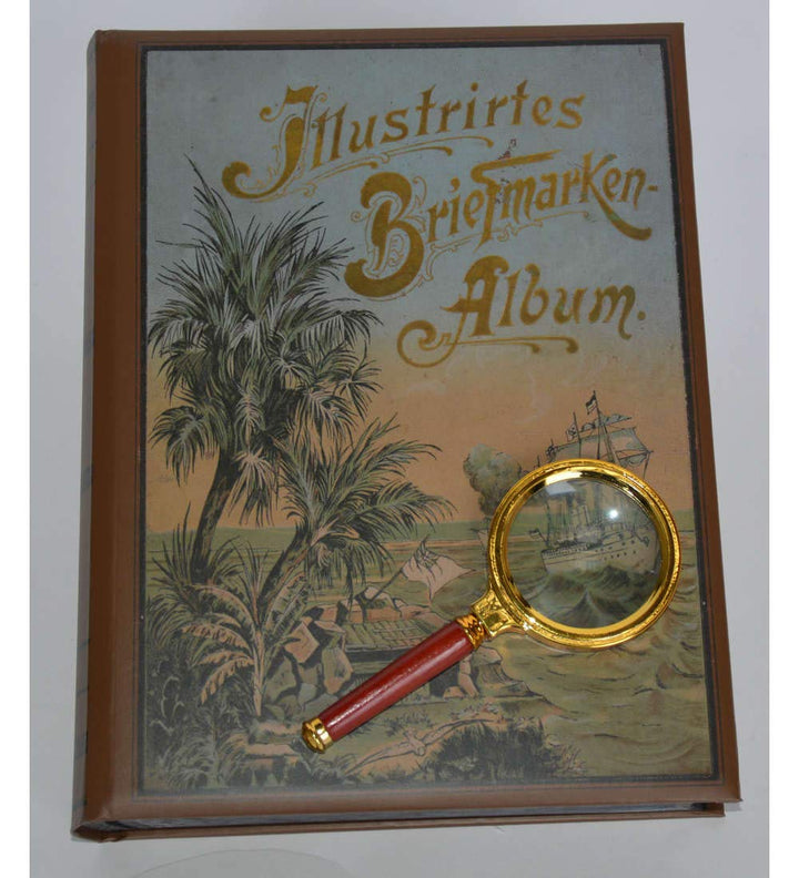 Goldhahn Briefmarkenalbum Einsteckalbum 60 schwarze Seiten Nostalgie-Album "Mauritius" + GRATIS Lupe