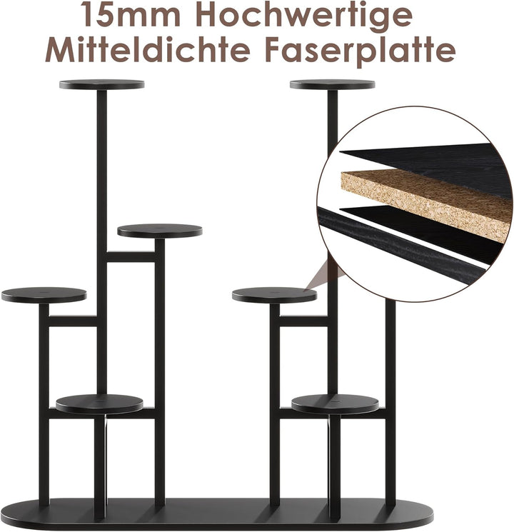 MIN WIN 100 cm Pflanzenständer Metall mit 8 Ebenen Pflanzenregal Blumenständer drinnen draussen Plat