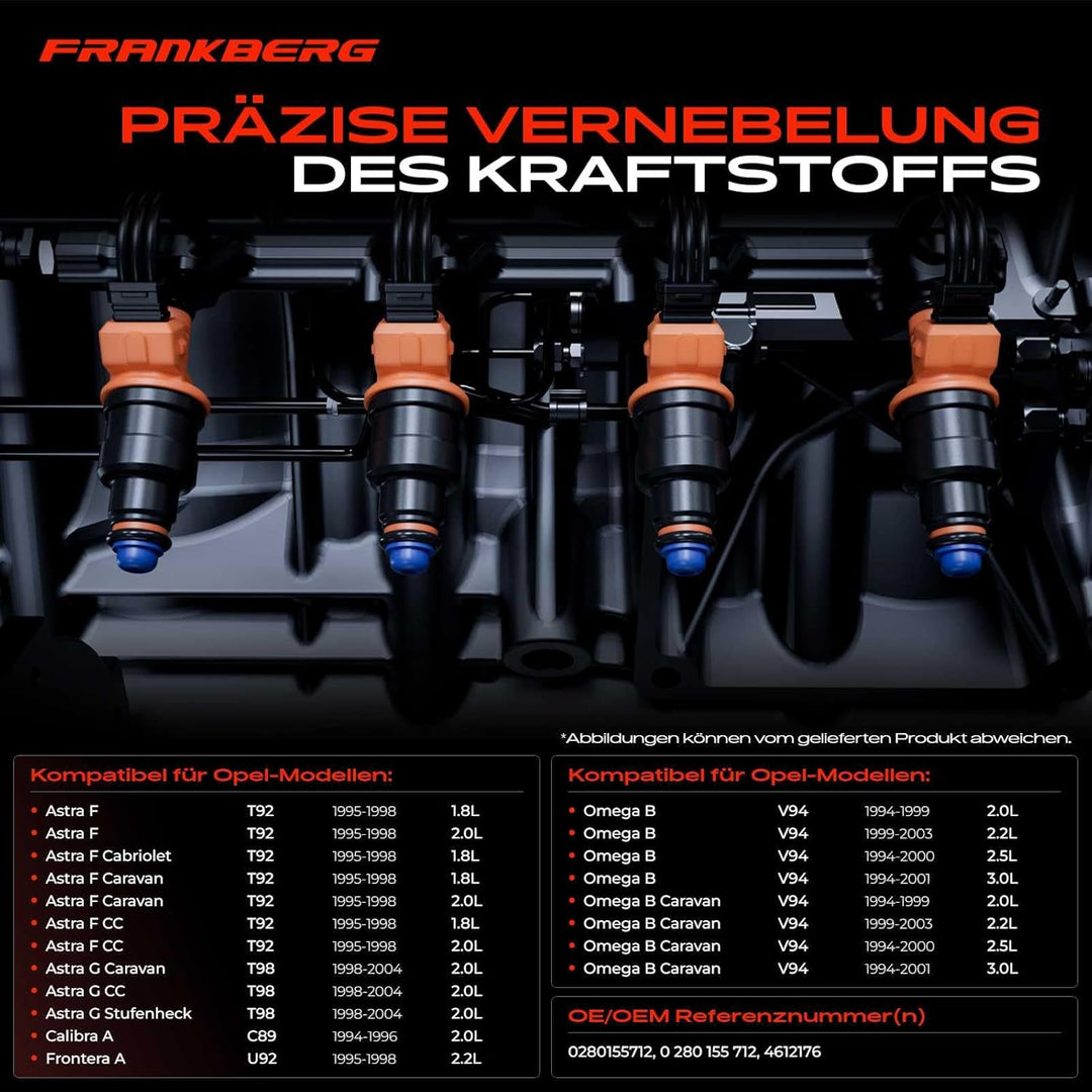 Frankberg 6x Einspritzventil Injektors Kompatibel mit Astra F T92 Omega B V94 Vectra B J96 9-5 YS3E