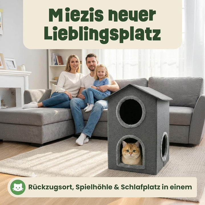 zooprinz katzenhöhle cat cave – kuschelhöhle für Katzen & grosse Katze, warmes katzenbett beige mit