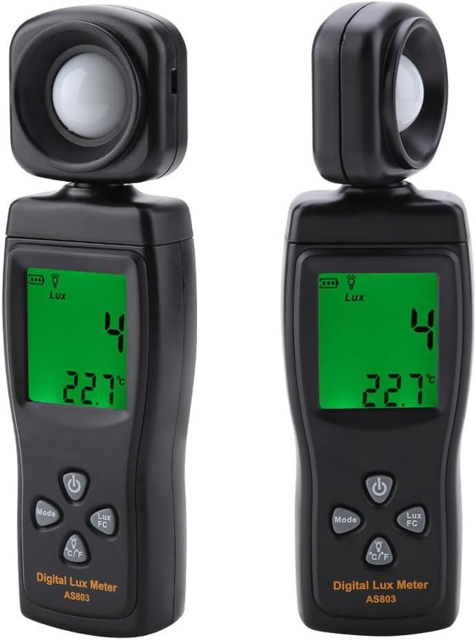Fyearfly Digitales Luxmeter, 1-200.000 Lux As803 Beleuchtungstester Helligkeitsmessgerät Mit Ultragr