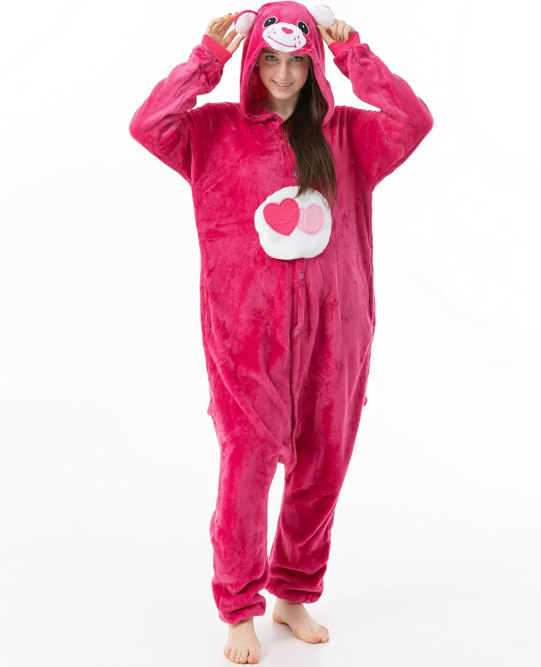 Katara 1744 Glücksbärchis Onesie Herz-Kostüm, Tiere, Party, Karnevals-Kostüm in Pink, Verkleidung zu