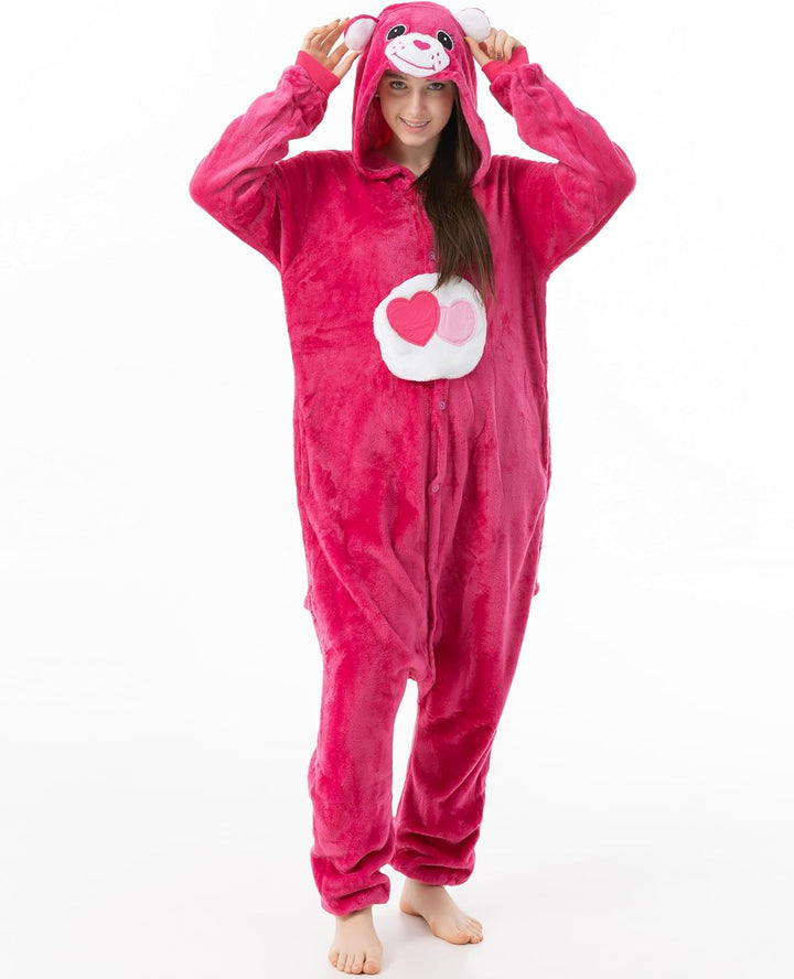 Katara 1744 Glücksbärchis Onesie Herz-Kostüm, Tiere, Party, Karnevals-Kostüm in Pink, Verkleidung zu