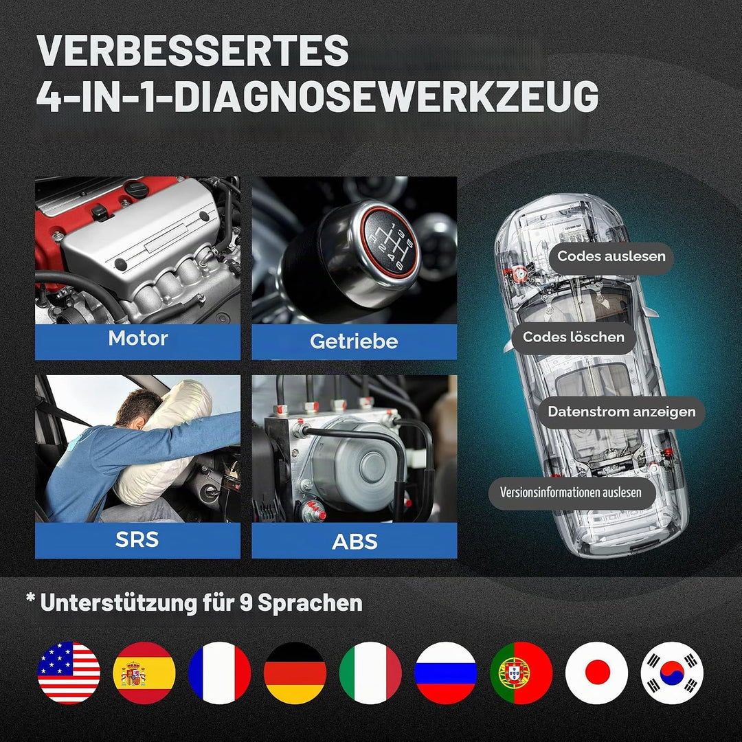 TOPDON Kabelgebunden, OBD2 Diagnosegerät Auto AD500S,diagnosegerät für ABS SRS Motor und Getriebe,Se