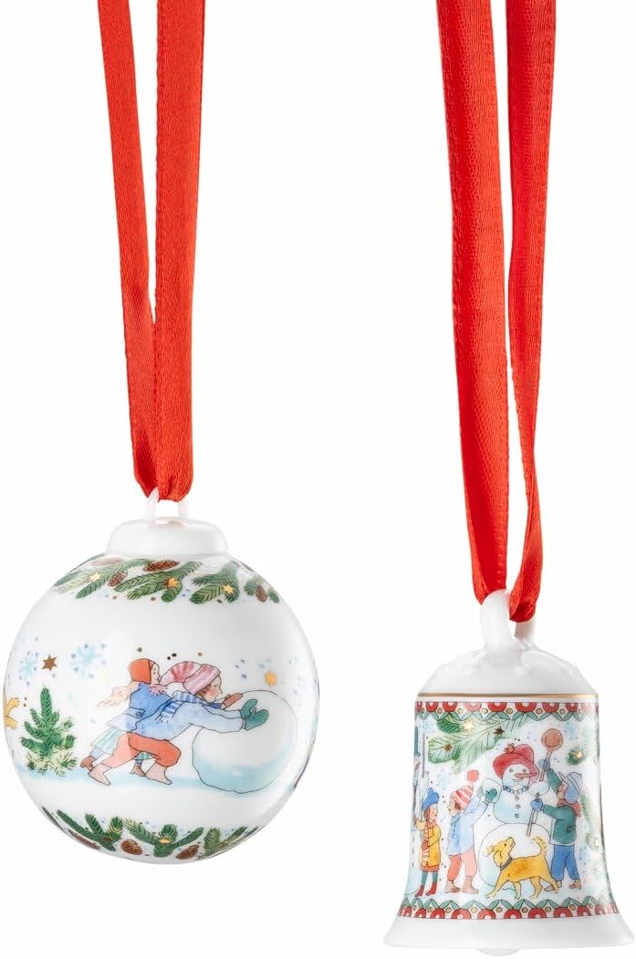 Hutschenreuther Weihnachten Sammelkollektion 2025 Set Miniglocke und Minikugel Weihnachtsspiele/Höhe