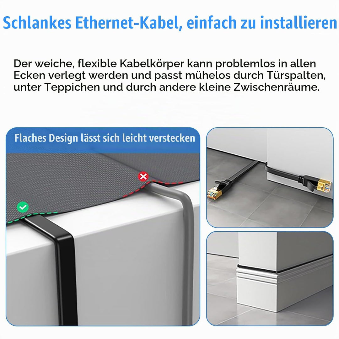 Soibke Cat 7 25m LAN Kabel, Flach Netzwerkkabel 25m CAT 7 Patchkabel, Gigabit Hochgeschwindigkeits S
