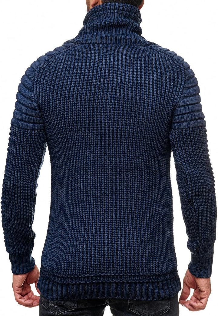 Subliminal Mode Herren-Pullover, Grobstrick, Stehkragen, Basic-Stil, Strickpullover, Winter, Rundhal