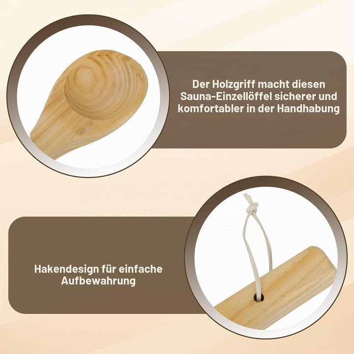 Saunakelle, hölzerner Saunalöffel, handgefertigter Löffel, hölzerner Salzbadlöffel, Saunazubehör, Sa