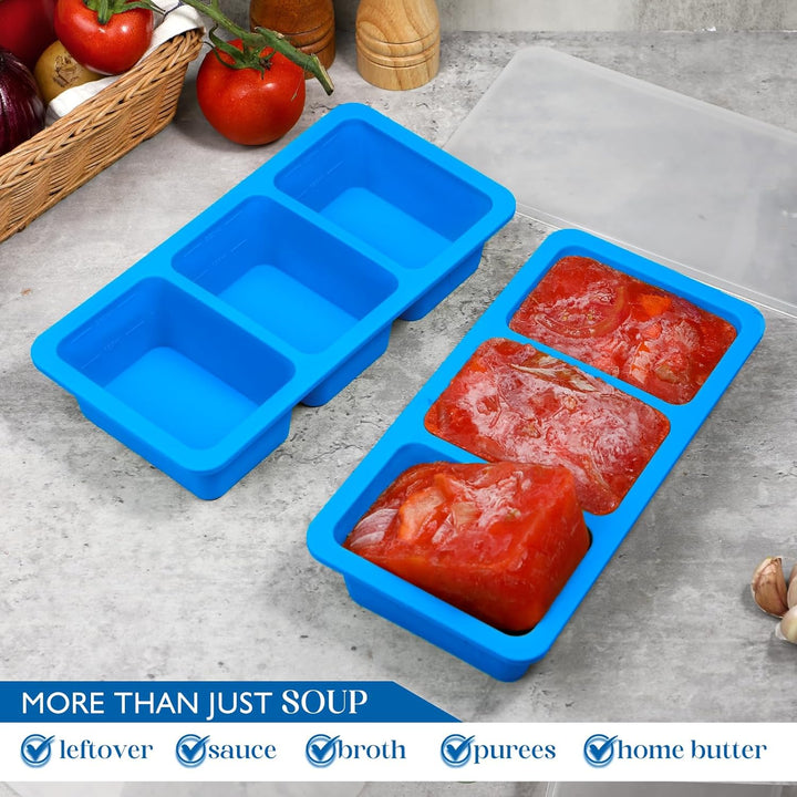 Kamehame Suppen Einfrieren Behälter Silikon 250ml 2 Stück Silikon Gefrierform mit Deckel Super Cube