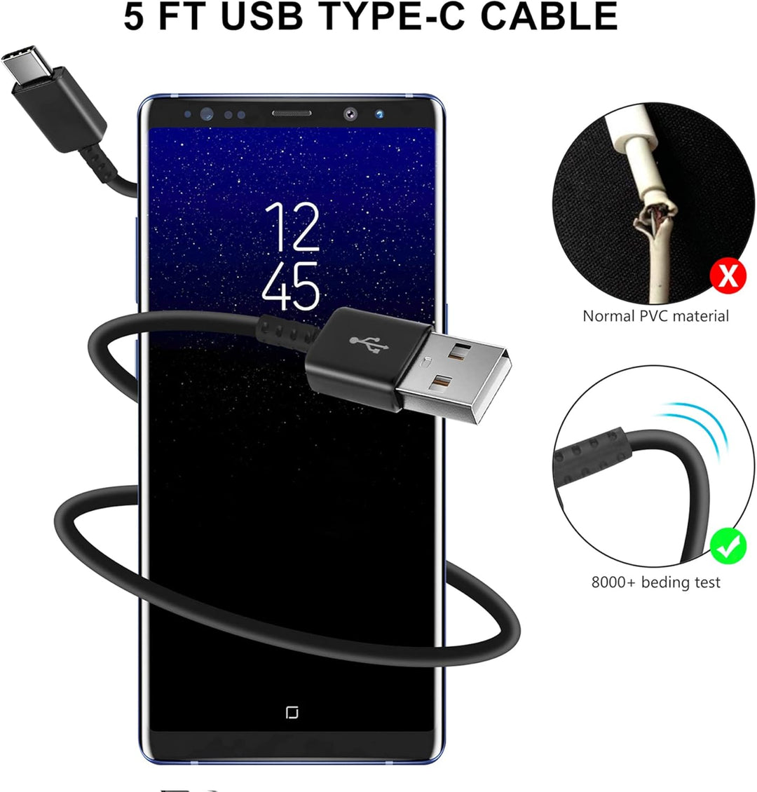 2er Pack Ladegerät mit Schnellladefunktion (USB Typ-C) Schnellladegerät mit Original Ladekabel 1,5m