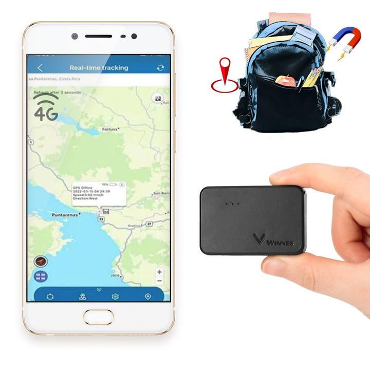 Winnes 4G Mini GPS Tracker Auto, Echtzeit-Positionierung, GPS Tracker Kinder/Fahrrad/Motorrad, Einge