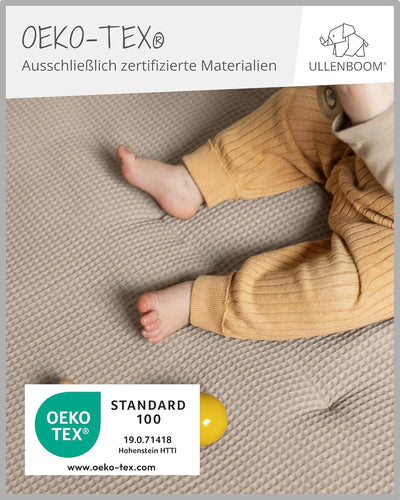 ULLENBOOM Baby Krabbeldecke 100x100 cm gepolstert in Sand (Made in EU) - Krabbeldecke für Baby mit 1