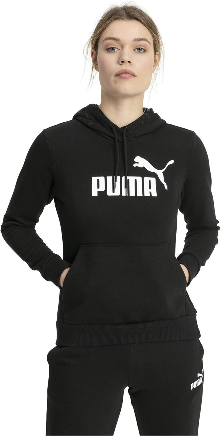 PUMA Damen Essentials Logo Fleece Hoodie M Cotton Black, M Cotton Black