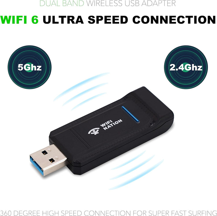 WiFi Nation WiFi 6 AX1800 2T2R, USB 3.0 Chipsatz: RTL8832AU, WiFi Dongle Adapter | 802.11ax Gigabit