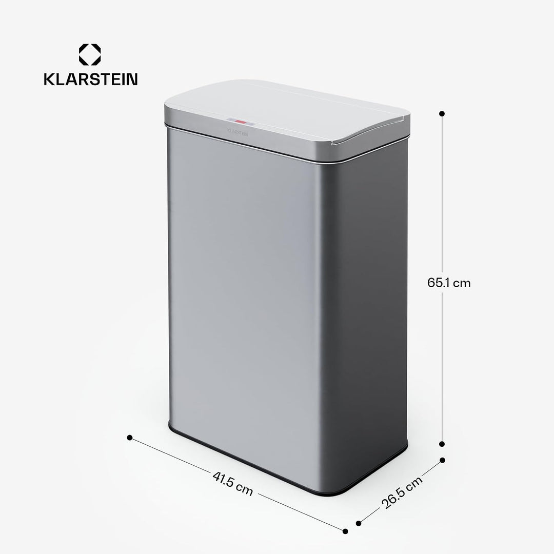 Klarstein 60 L Edelstahl-Sensormülleimer mit Softclose-Deckel, LED-Bedienfeld, berührungslos - zweif