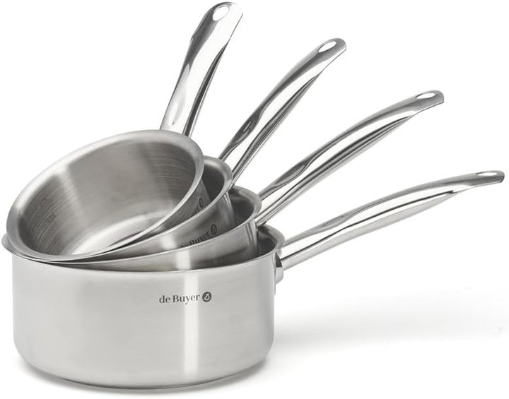 de Buyer - Set aus 4 Stielkasserollen PRIM'APPETY aus Edelstahl - 14/ 16/ 18/ 20 cm - 3501.04, Silbe