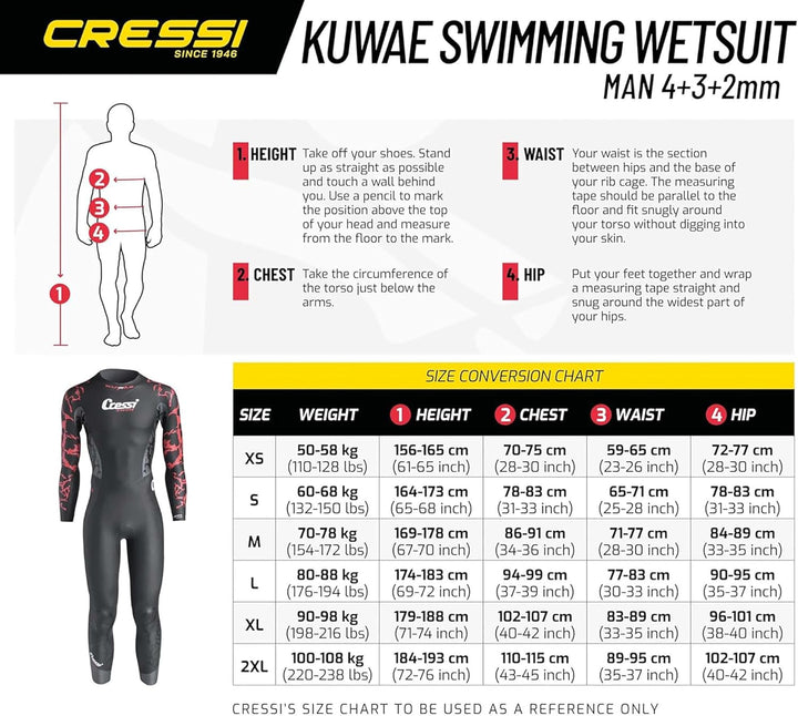 Cressi Men's Kuwae Man Monop. Swimsuit 2/3/4mm One-Piece Swimming Suit Einheitsgrösse Tall Schwarz/R