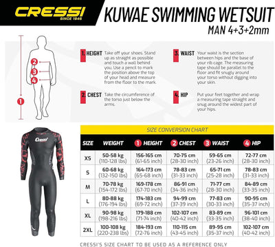 Cressi Men's Kuwae Man Monop. Swimsuit 2/3/4mm One-Piece Swimming Suit Einheitsgrösse Tall Schwarz/R