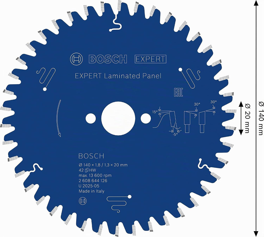 Bosch Professional 1x Kreissägeblatt Expert for Laminated Panel (Laminat, Sägeblatt Ø 140 x 20 x 1,8