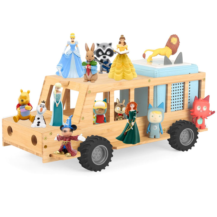 Regal kompatibel für Toniebox 2/1,Tonie Figuren Regal, für Tonies und Toniebox (Wooden SUV with 35Pc