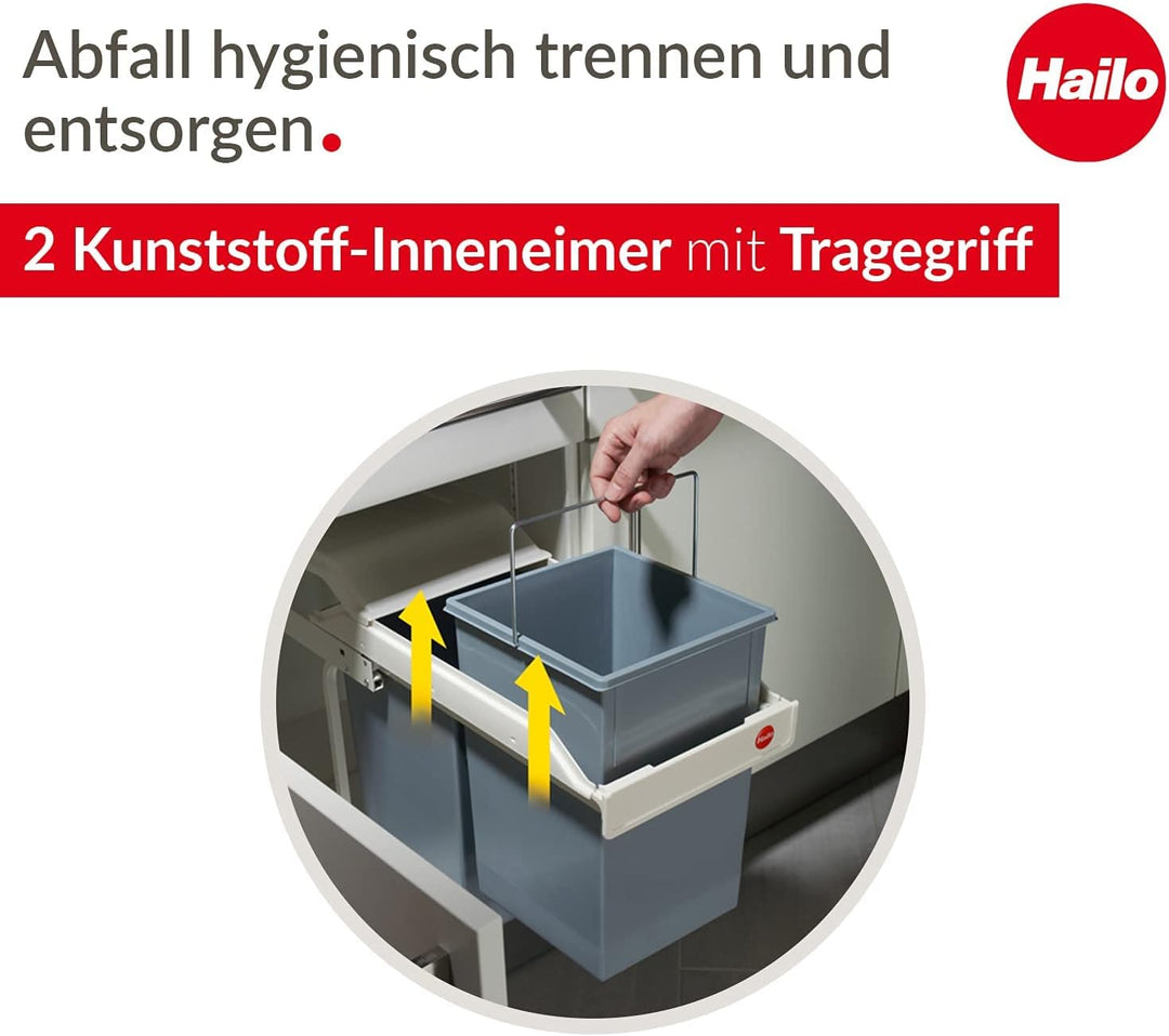 Hailo 3659-001 Multi-Box 2x15 Mülltrennungs-System S,, Weiss