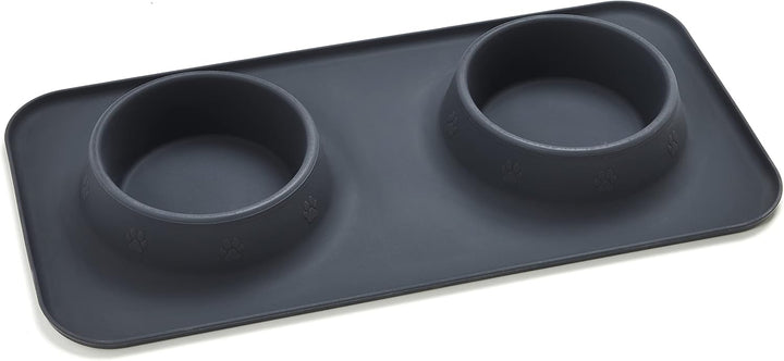Penguin Home 4er-Pack Edelstahl-Haustier-Grau mit Grauer Futtermatte Komplettlösung für die Mahlzeit