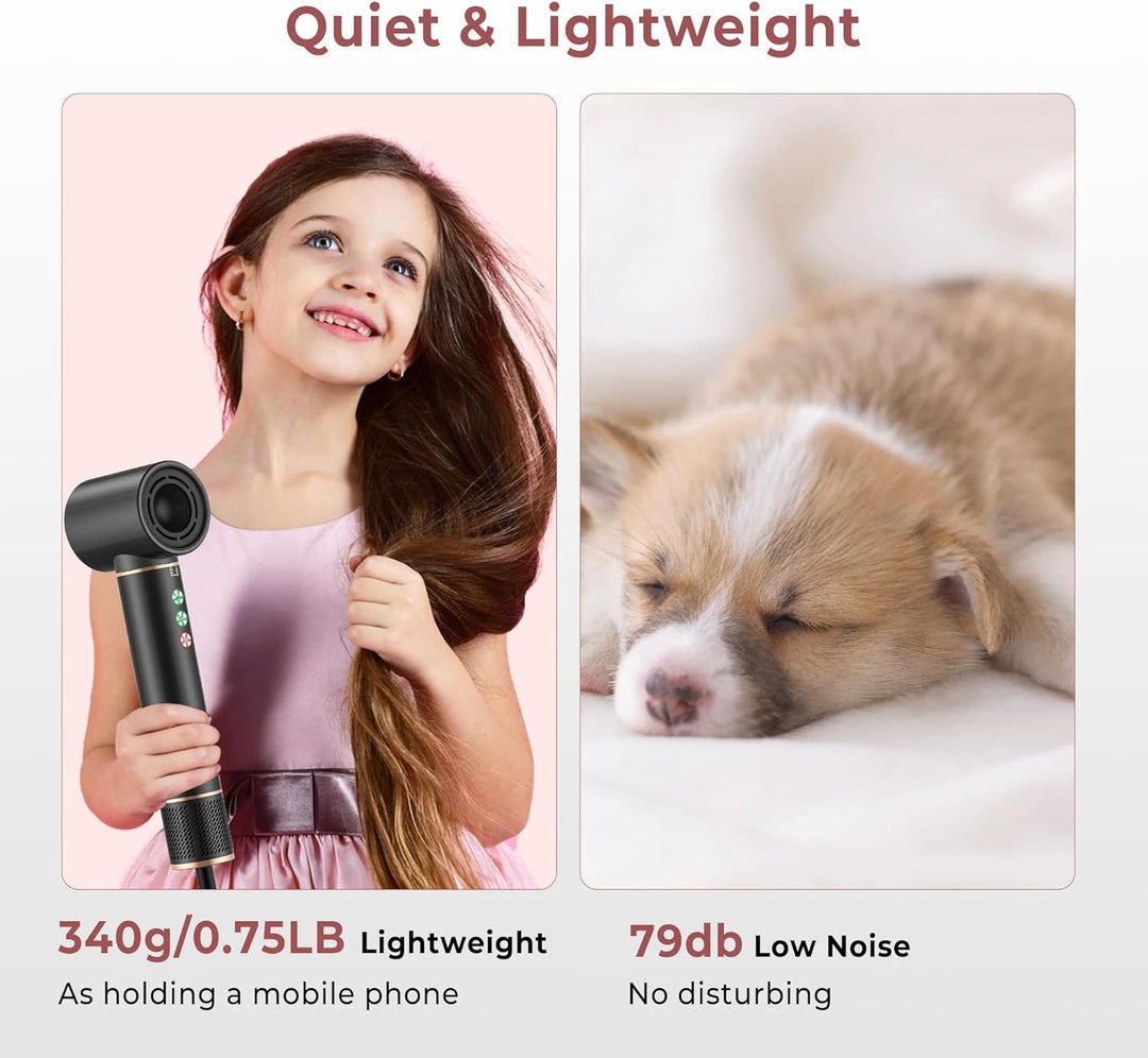 Hair Styler set 7 in 1 Air Styler mit 1300W Haartrockner 110,000 Rpm High Speed Föhn Mit Diffusor, L