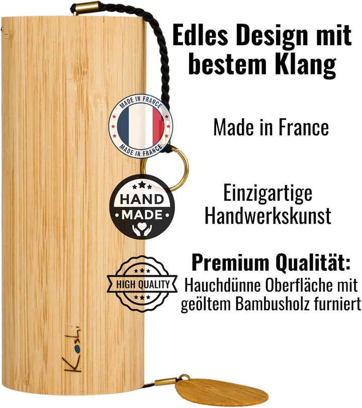 Koshi Klangspiel aus Bambusfurnier Ignis Feuer | Windspiel mit Geschenkverpackung | Geschenkbox | Ve
