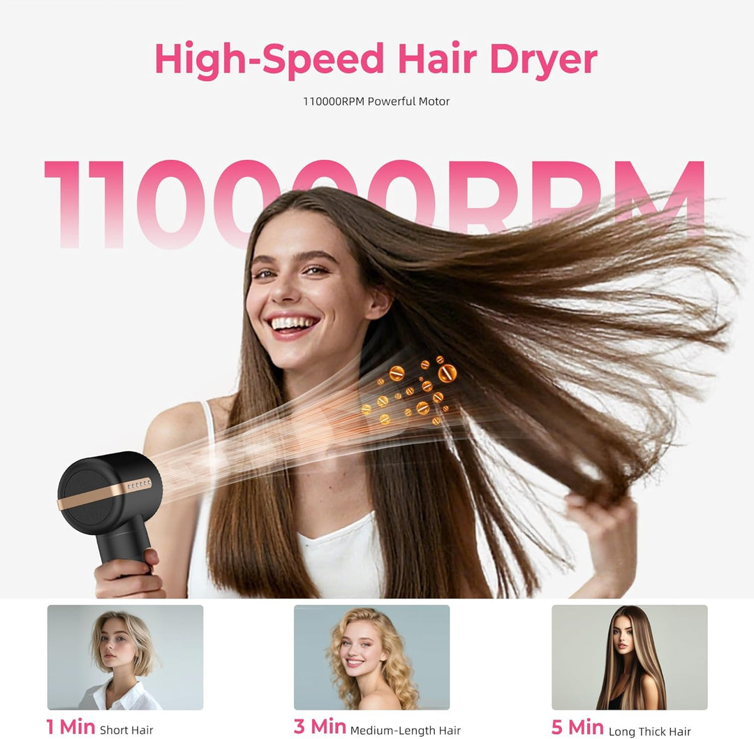 Atopskins 7 in 1 Air Styler, Pro Haarstyler Set, 110000 U/Min Föhn mit Diffusor, 1400W Hair Dryer, H