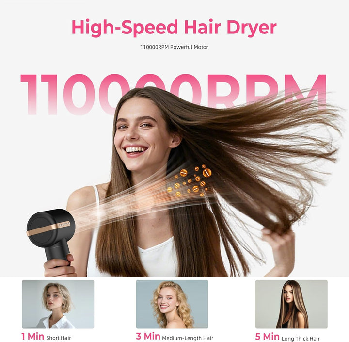 Atopskins 7 in 1 Air Styler, Pro Haarstyler Set, 110000 U/Min Föhn mit Diffusor, 1400W Hair Dryer, H