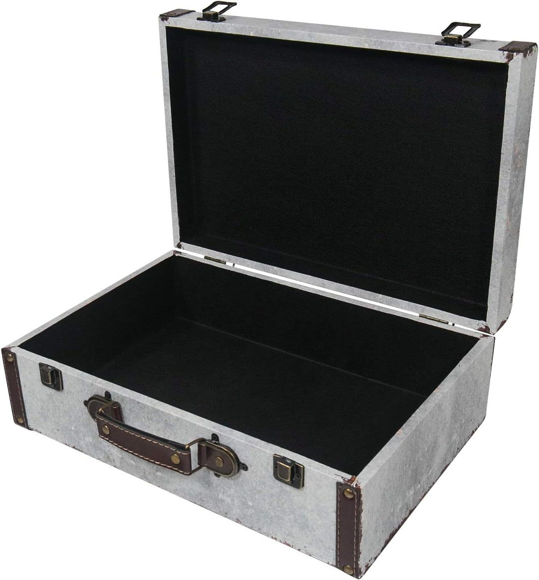 HMF VKO101 Vintage Koffer aus Holz | 38 x 26 x 13 cm | Gross | Deko Weltkarte 38 cm Weltkarte, 38 cm