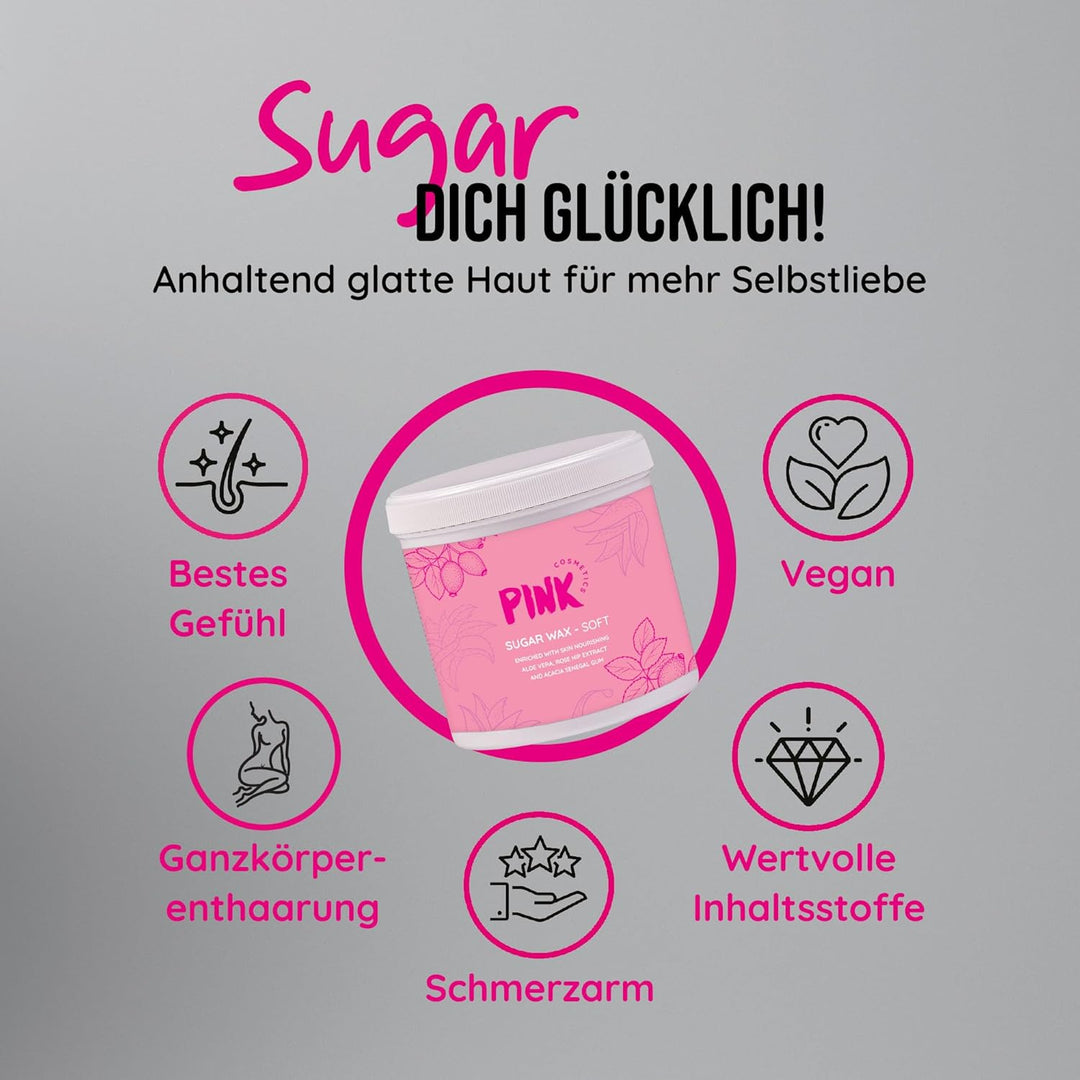 Pink Cosmetics Zuckerpaste Soft Waxing Haarentfernung 500g – Sugar Paste Sugaring Enthaarung für den