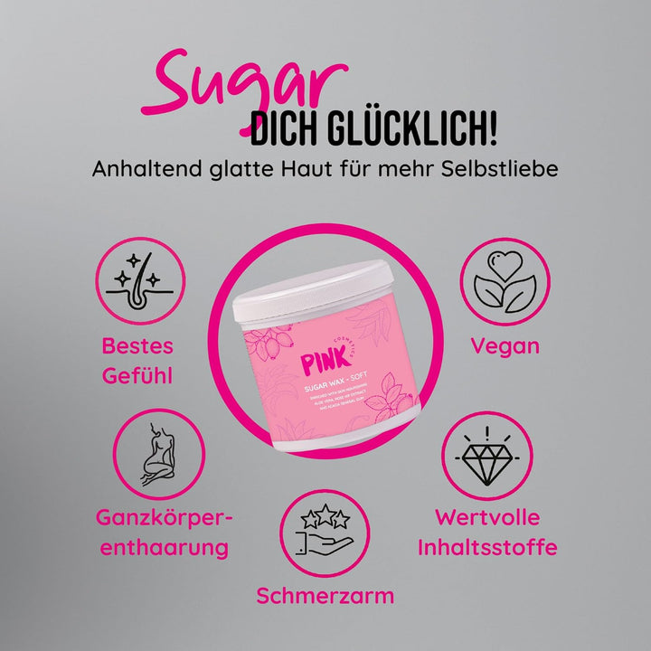 Pink Cosmetics Zuckerpaste Soft Waxing Haarentfernung 500g – Sugar Paste Sugaring Enthaarung für den