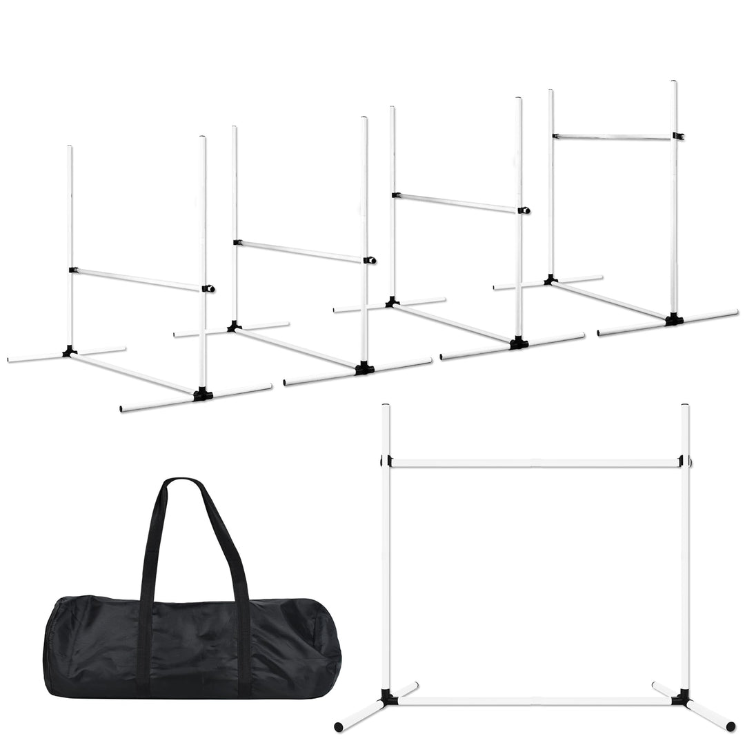 SUBTLETY 4 Stück Hürdenset Einstellbar Slalomstangen mit Tragtasche, Kunststoff Agility Ausrüstung f