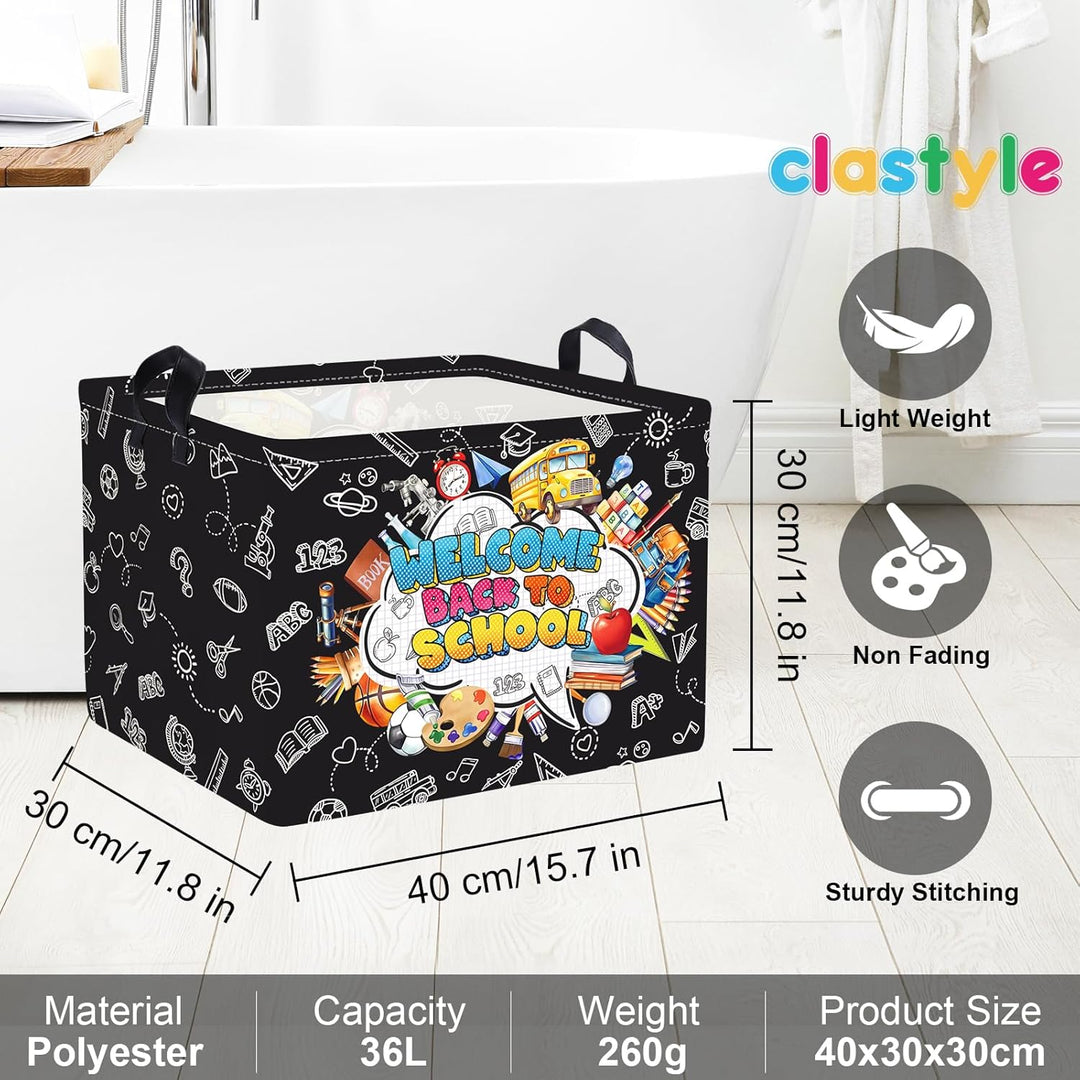 Clastyle Schulbus Kinder Wäschekorb mit Henkel Faltbar Kleidung Spielzeug Aufbewahrungskorb Junge Mä