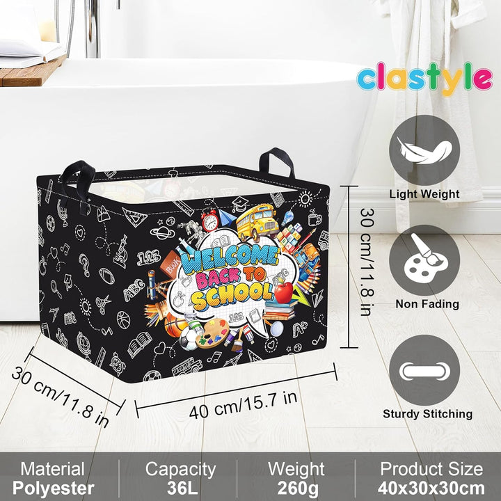 Clastyle Schulbus Kinder Wäschekorb mit Henkel Faltbar Kleidung Spielzeug Aufbewahrungskorb Junge Mä