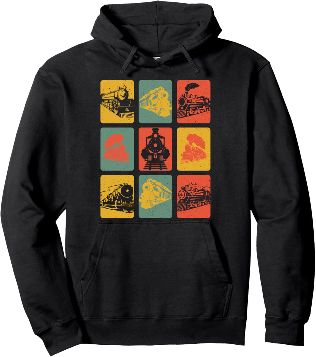Retro Vintage Eisenbahn Dampflok Lokomotive Zug Modellbahn Pullover Hoodie