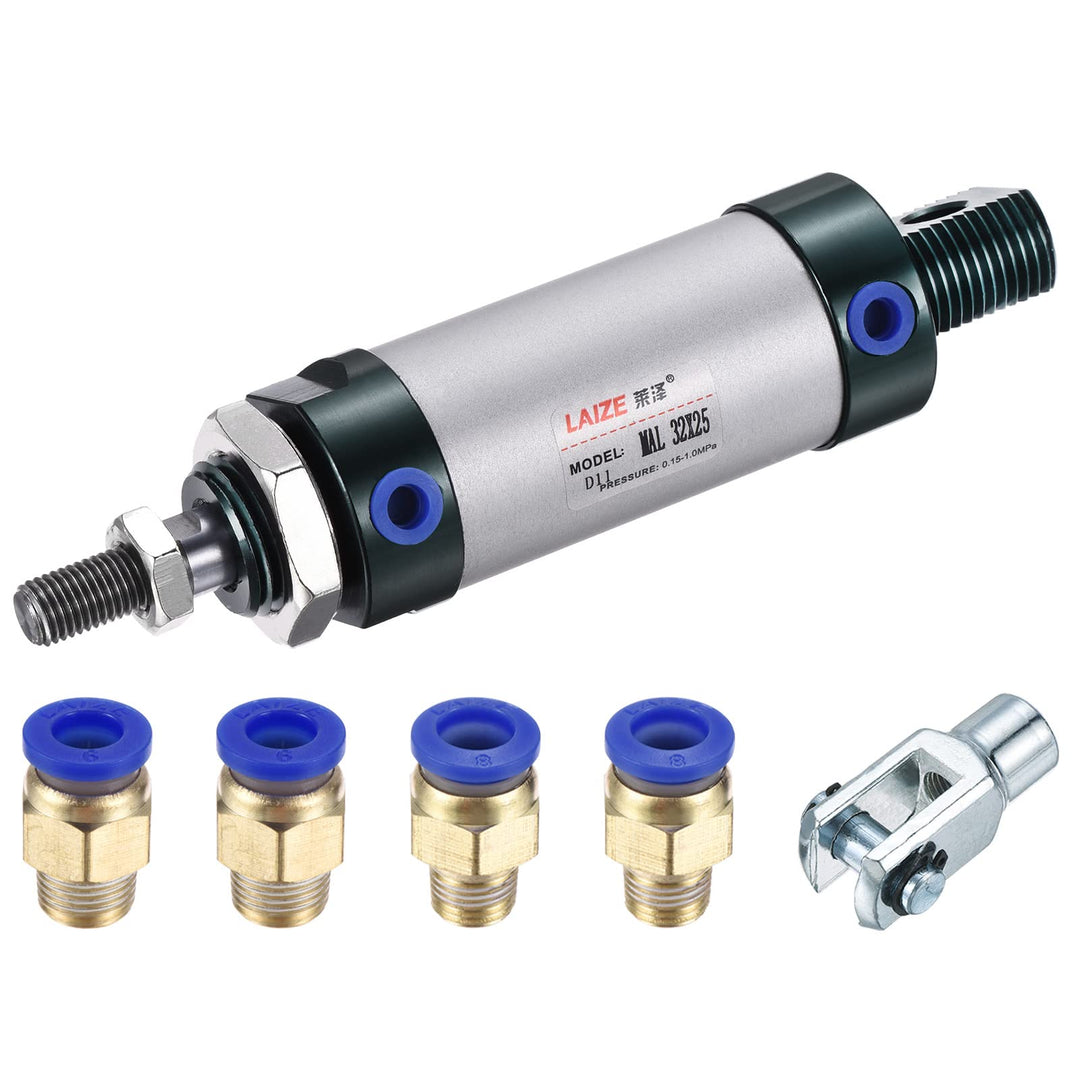 sourcing map Pneumatikzylinder MAL32X25 32mm 25mm mit Y Stecker 4Stk Schnellmontage Set
