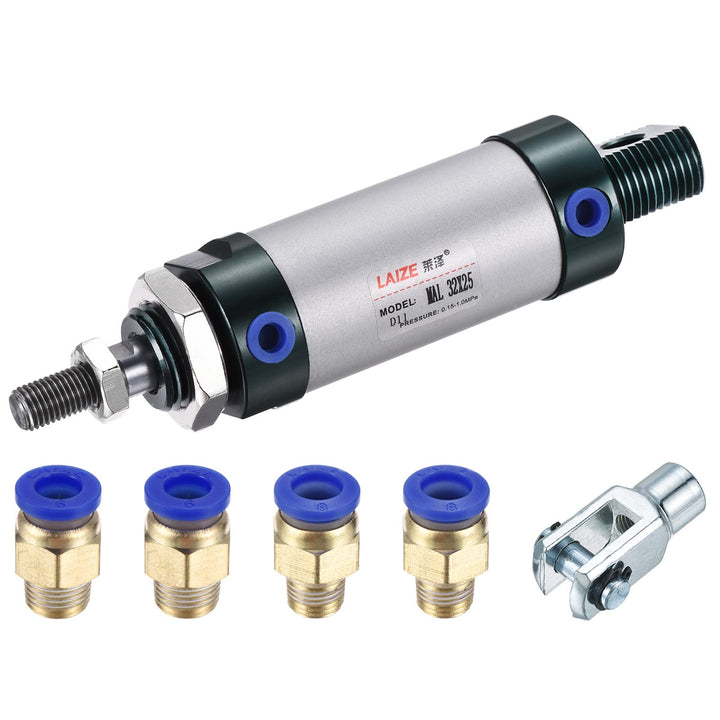 sourcing map Pneumatikzylinder MAL32X25 32mm 25mm mit Y Stecker 4Stk Schnellmontage Set